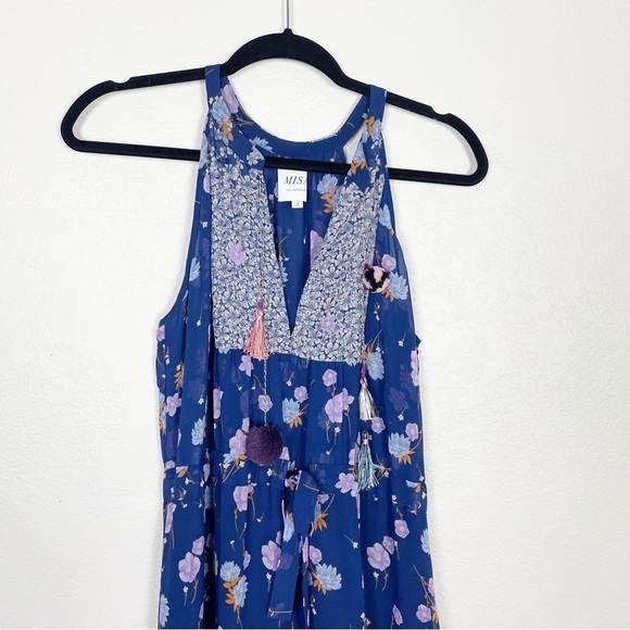 Misa Los Angeles Frederika Floral Tassel Midi Dress Blue Casual Flowy Summer - Picture 3 of 7